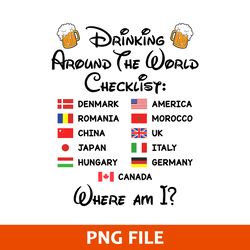 Drinking Around The World Checklist Nation Png, Disney Png Digital File