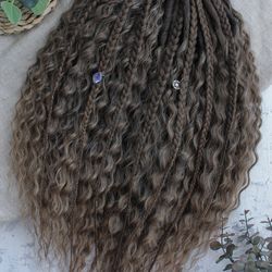 Light Brown Mix Crochet Natural Look Synthetic Dreadlock Braid Hair Extensions Boho Dreads Double Ended DE
