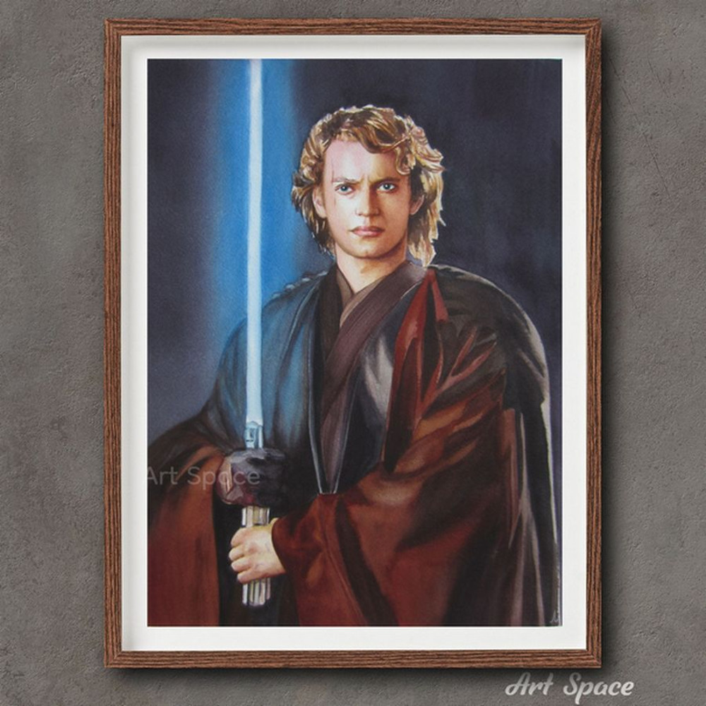 Hayden Christensen-Anakin Skywalker-Star Wars-Male-Realistic Watercolor Portrait-Laser Sword-Brown Painting-2.jpg