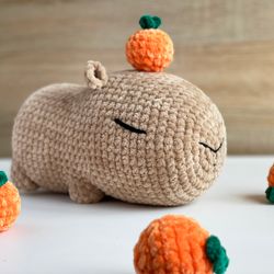 capybara crochet pattern, amigurumi guinea pig plushie, stuffed cute hamster plush baby toy