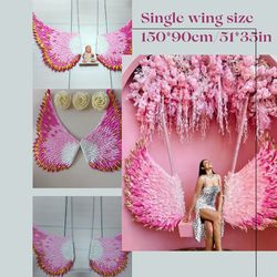Wedding Backdrop Hanging wings, Gold pink winged swing, hanging swing wings, ceiling suspension