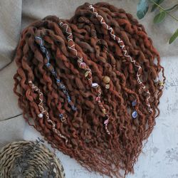 READY To Ship Ginger Wavy Natural Look Synthetic Dreadlock Hair Extensions Boho Dreads Double Ended