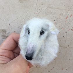 Custom borzoi dog portrait pin from photo Handmade needle felted pet brooch Personalized dog replica
