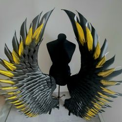 Giant wings black and gold background angel wings wedding backdrop outdoor party decor baby shower decoration, art wings