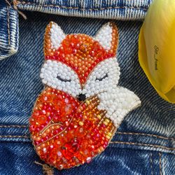 Fox brooch handmade