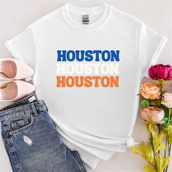 houston texas shirt, blue and orange houston tshirt for women