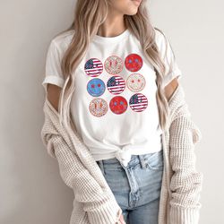 retro patriotic shirt - smiley face tee - fourth of july shirt