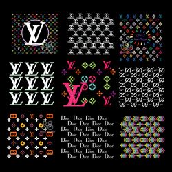 logo pattern bundle svg, dior pattern svg, lv pattern svg, starbuck wrap svg, instant download