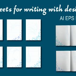Blank sheets for a notebook with drops and splashes design.