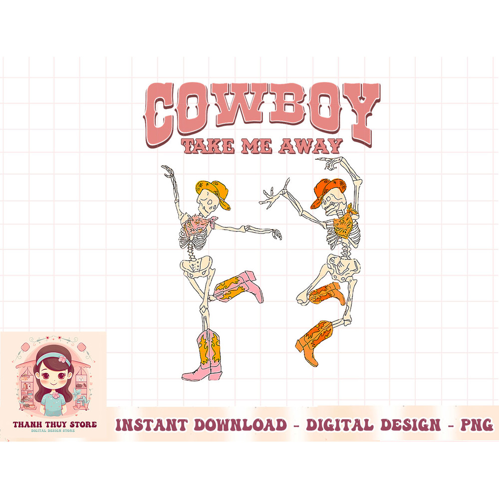 Cowboy Take Me Away Skeleton Western Southern Country Music T-Shirt copy.jpg