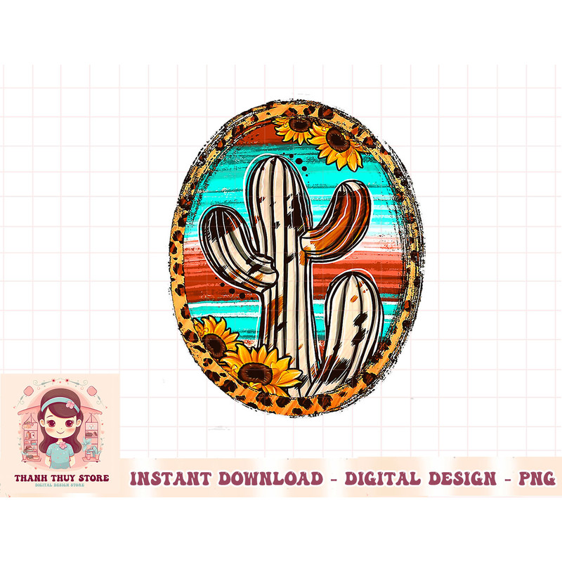 Cowhide Texas Cactus Serape Western Rodeo Cowgirl Horse Girl T-Shirt copy.jpg