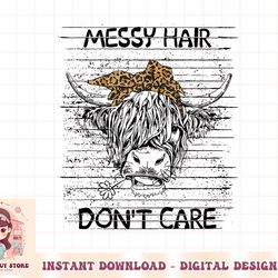 highland cow leopard bandana messy hair don't care western png