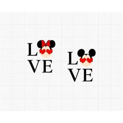 Love, Mickey Minnie Mouse, Ears, Bow, Heart, Sunglasses, Valentines Day, Matching, Couple, Svg and Png Formats, Cut, Cri