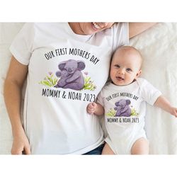 Our First Mother's day Mum and Baby Set , Mummy and Baby Gift , Mama baby koalas, T-shirt bodysuit romper Babygrow vest