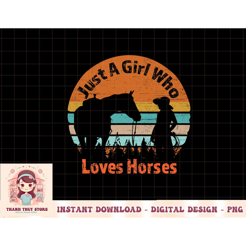 Just A Girl Who Loves Her Horse Retro Sunset Silhouette Gift T-Shirt copy.jpg