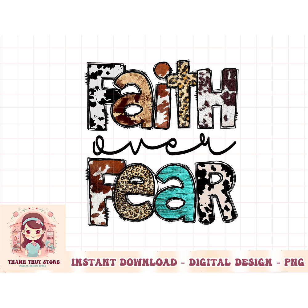 Leopard Faith Over Fear Cowboy Western Country Christian T-Shirt copy.jpg