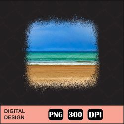 Summer Ocean Landscape Clipart Sky Scene, Sublimation, Digital Design Download, Summer Ocean Beach