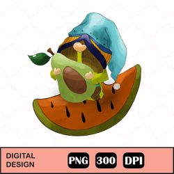 summer avocado gnome png sublimation, gnome summer png clipart composition, gnome watercolor instant download