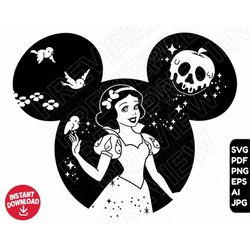 Snow White SVG ears , poison apple , cut file outline silhouette