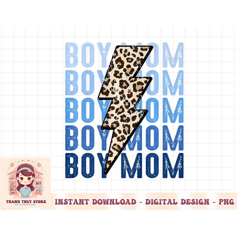 Retro Leopard Boy Mom Lightning Bolt Western Country Mama Premium T-Shirt copy.jpg