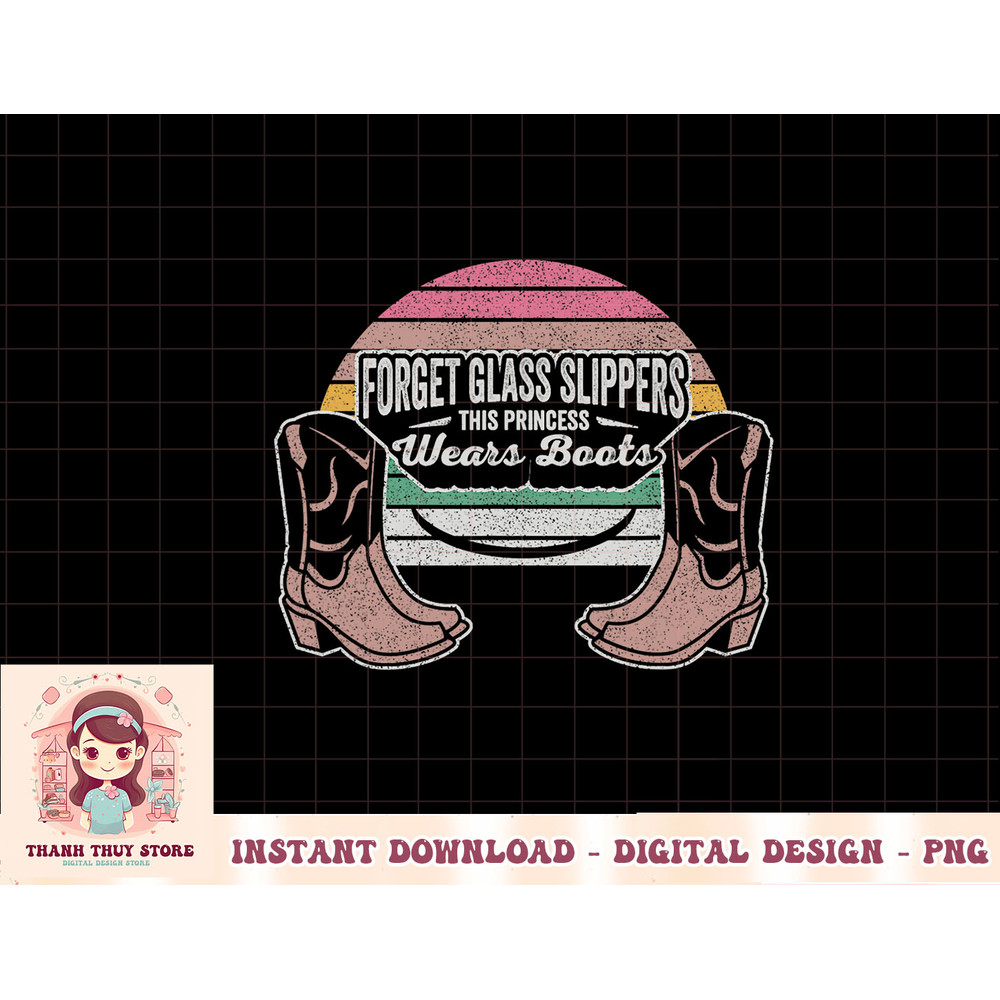 Retro This Princess Wears Boots Cowboy Western Cowgirl Girls T-Shirt copy.jpg