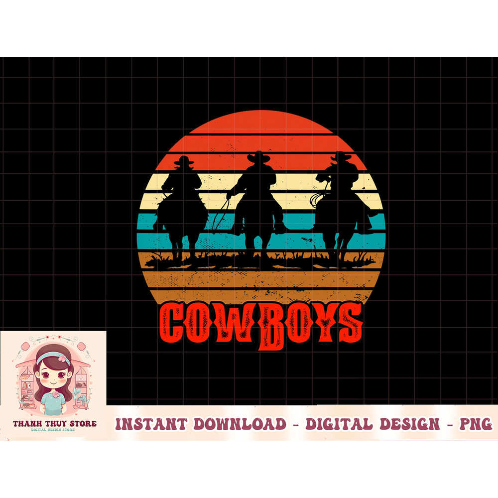 Rodeo Cowboy and Wranglers Bronco Horse Retro Style Sunset T-Shirt copy.jpg