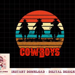 rodeo cowboy and wranglers bronco horse retro style sunset png