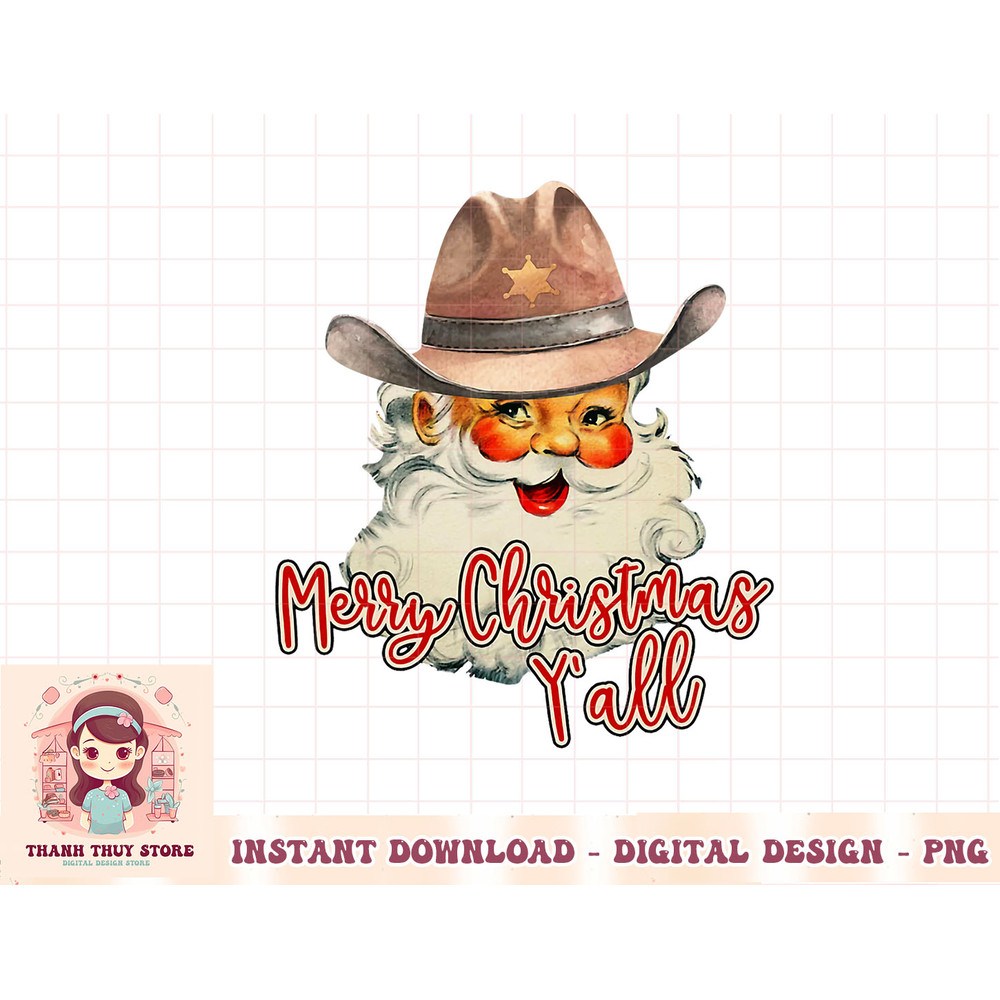 Santa Claus Merry Christmas Y'all Western Country Cowboy T-Shirt (2) copy.jpg