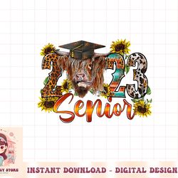 senior 2023 highland cow western graduation class png