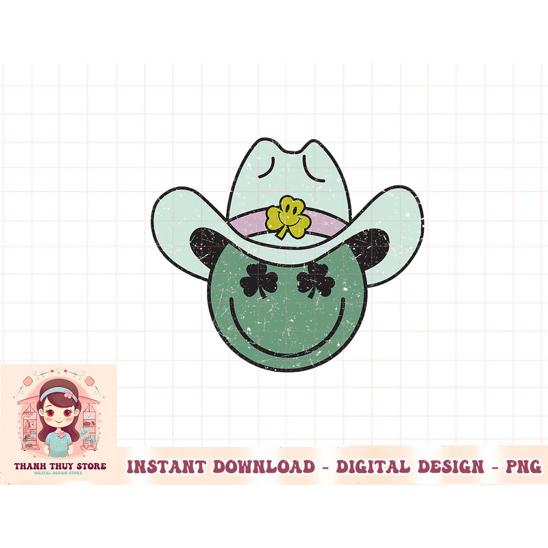 Smile Face Cowboy Western St Patricks Day Irish Shamrock T-Shirt copy.jpg