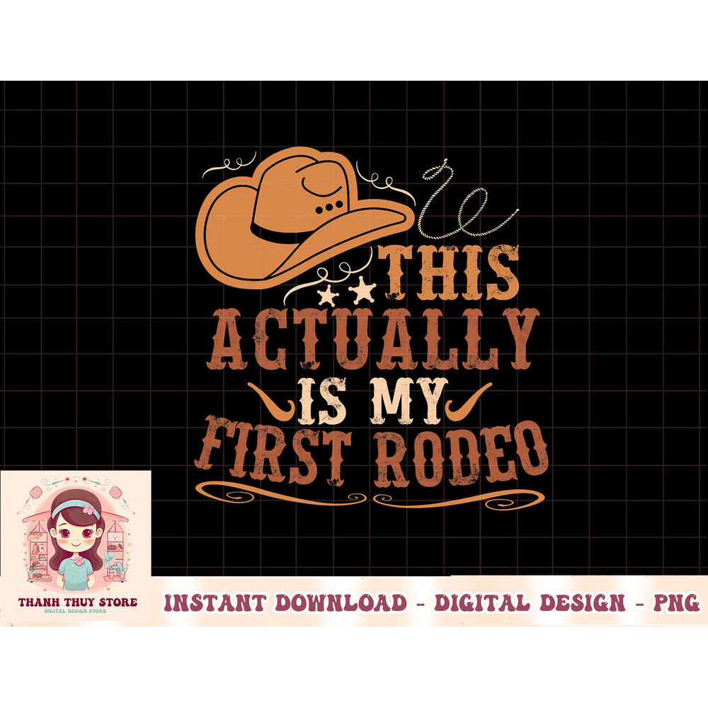 This Actually Is My First Rodeo Cowgirl Bronco Bucking T-Shirt copy.jpg