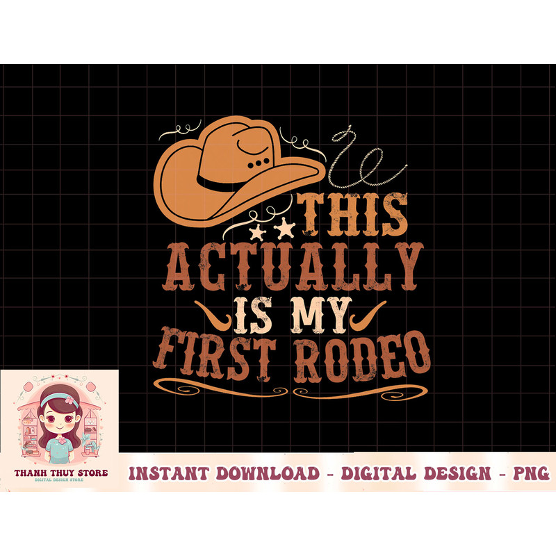 This Actually Is My First Rodeo Cowgirl Bronco Bucking T-Shirt copy.jpg