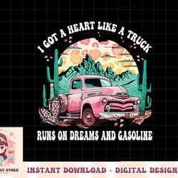 womens western sunset i got a heart like a truck cowgirl cowboy v-neck png