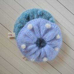SET2 Knitted gentle soft mohair Scrunchies Light blue colors