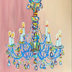 Chandelier painting on canvas Original painting Fauvism art Wall decor Galainart Chandelier painting Antique galainart