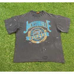 Vintage Jacksonville Jaguars T Shirt Tee Nutmeg Mills Made USA Size Large L NFL Football Jax Florida 1990s 90s