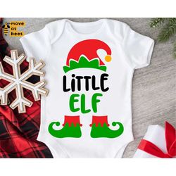 Little Elf Svg, Baby Christmas Shirt Svg, Christmas Elf Shirt Svg File for Boy & Girl, Newborn, Toddler, Cricut, Sublima