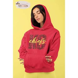 unisex kansas city chiefs hoodie| super bowl champs| run it back!| red sweatshirt| black kc shirt| gift for her| leopard