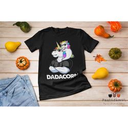 Dadacorn - Unicorn Dad and Baby Christmas Papa T-Shirt, Father's Day Shirt, Unicorn Dad Shirt, Unicorn Lover Shirt, Musc