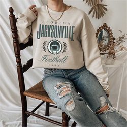 Jacksonville Football Retro Crewneck Sweatshirt, Vintage JAX Unisex Sweatshirt, JAX Gift, Women JAX Tailgate Sweater, 90