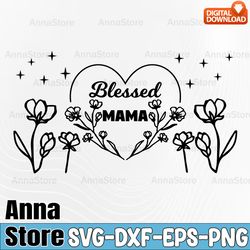 floral blessed mama mom libbey svg, glass can full wrap svg, sunflower svg,leopard svg,shaped beer glass, mom svg, svg,c