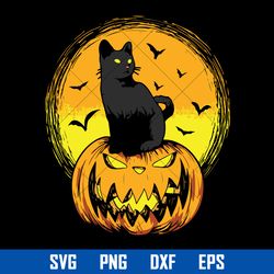 cat pumpkin halloween svg, halloween svg, png dxf eps digital file