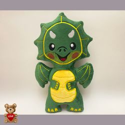 Personalised Green Dragon Stuffed toy ,Super cute personalised soft plush toy