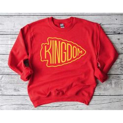 kansas city football kingdom unisex vintage red sweatshirt, kansas city sports retro shirt, gifts for fan