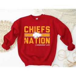 kansas city football nation est 1960 vintage red sweatshirt, kansas city football team sweatshirt, american sports sweat