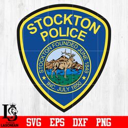 badge police stockton found june 1849 svg eps dxf png file , digital download
