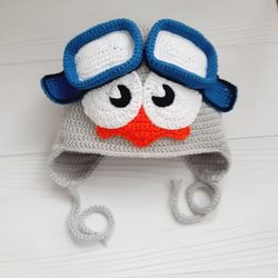 Crochet hat penguin aviator, penguin crochet pattern, crochet pattern hat penguin, hat aviator, penguin hat crochet
