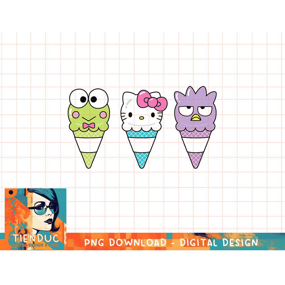 Hello Sanrio Keroppi Hello Kitty Badtz-Maru Ice Cream Cone T-Shirt copy.jpg