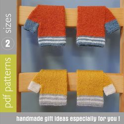 fingerless gloves knitted patterns in 2 sizes (children 6-7 years old, adults size S-M) set of 2 tutorials in English