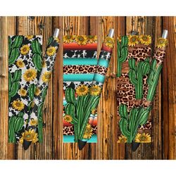 cowhide leopard serape sunflower cactus pen wrap sublimation design, western pen wrap templates, cactus pen wrap,cactus